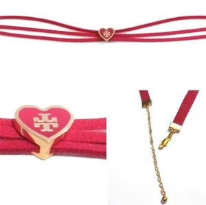 Authentic Tory Burch Heart Charm Choker Necklace